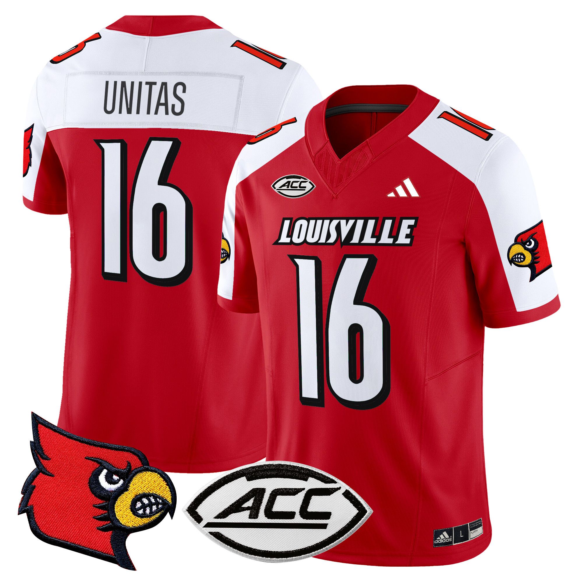 Men Louisville Cardinals #16 Unitas Red 2024 Vapor Limited NCAA Jersey